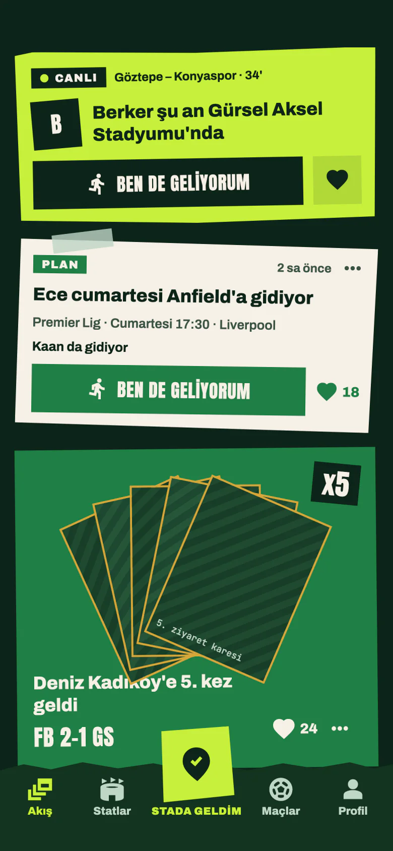 Akış, koyu tema.
